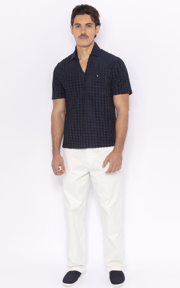 La Canadienne Polo Coton Texturé Bleu Marine