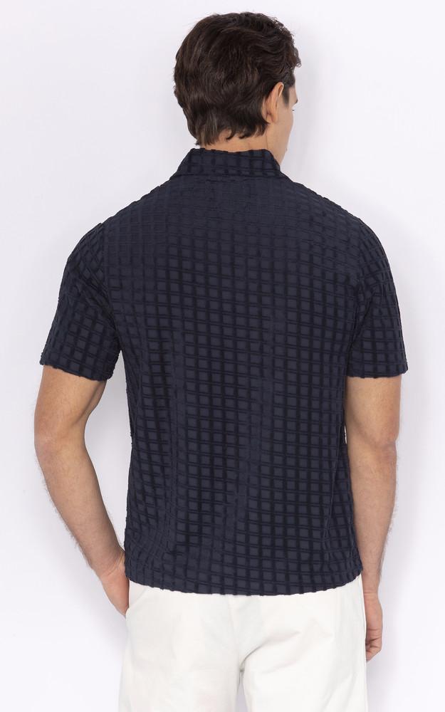 La Canadienne Polo Coton Texturé Bleu Marine