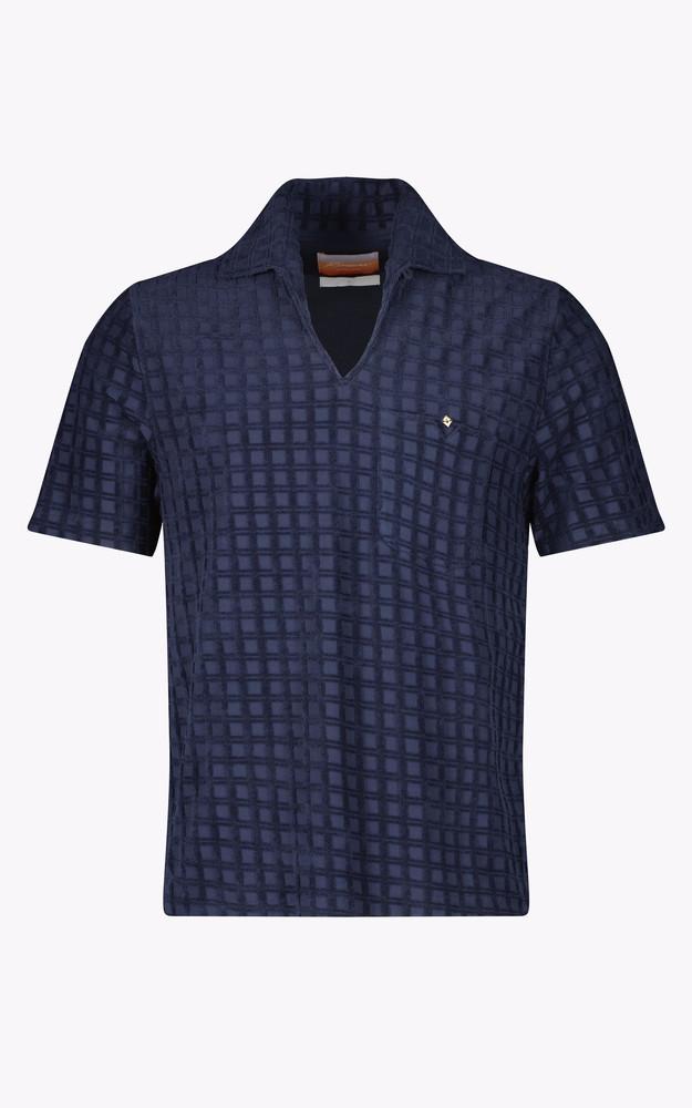 La Canadienne Polo Coton Texturé Bleu Marine