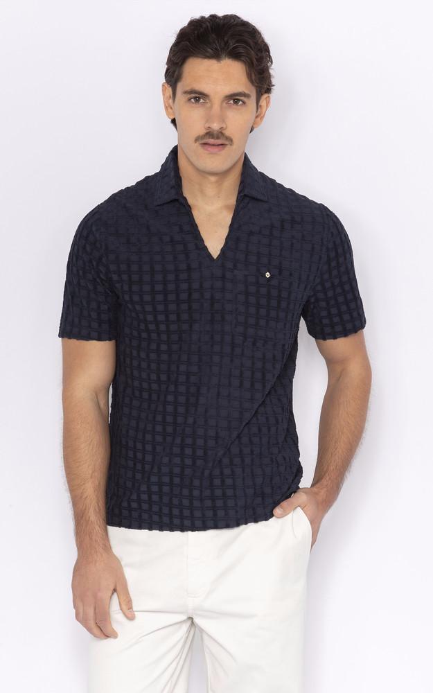 la canadienne Polo coton texturé bleu marine