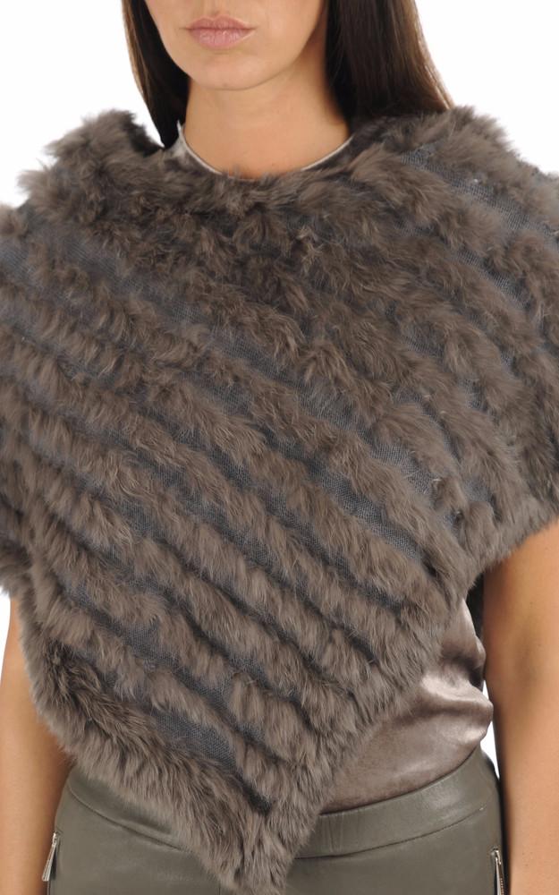 La Canadienne Poncho En Lapin Kaki Gris
