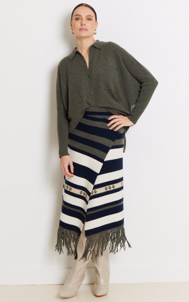 La Canadienne Pull à Boutons Cachemire Kaki