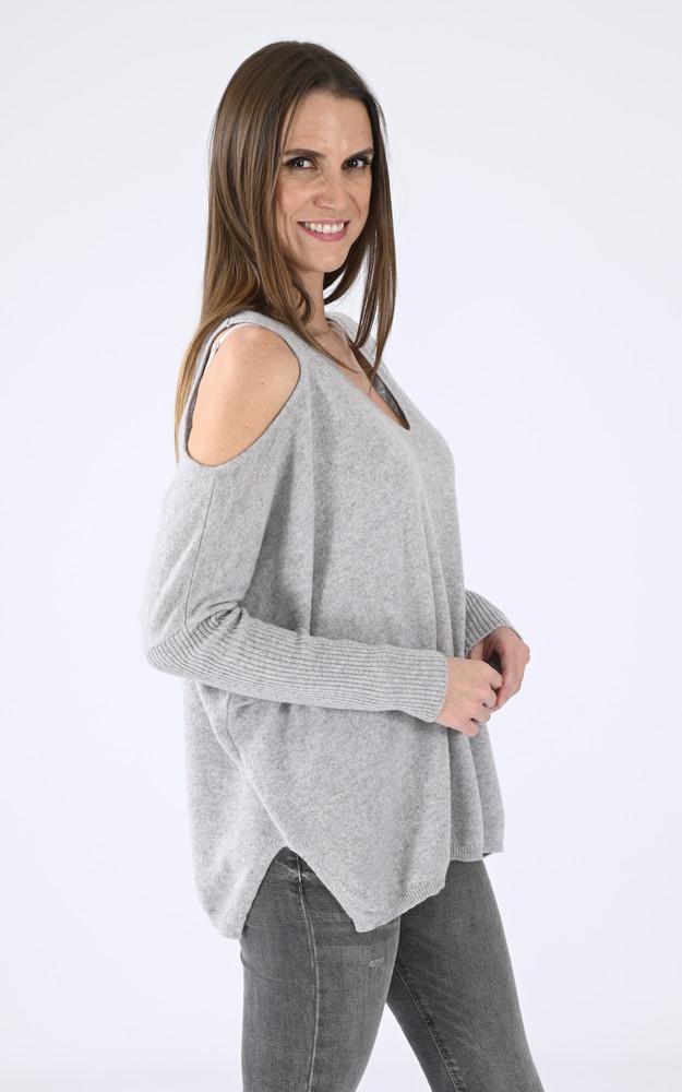 La Canadienne Pull Ajouré Cachemire Gris