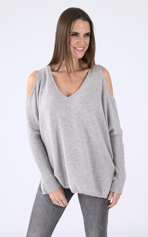 La Canadienne Pull Ajouré Cachemire Gris