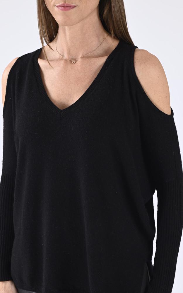 La Canadienne Pull Ajouré Cachemire Noir