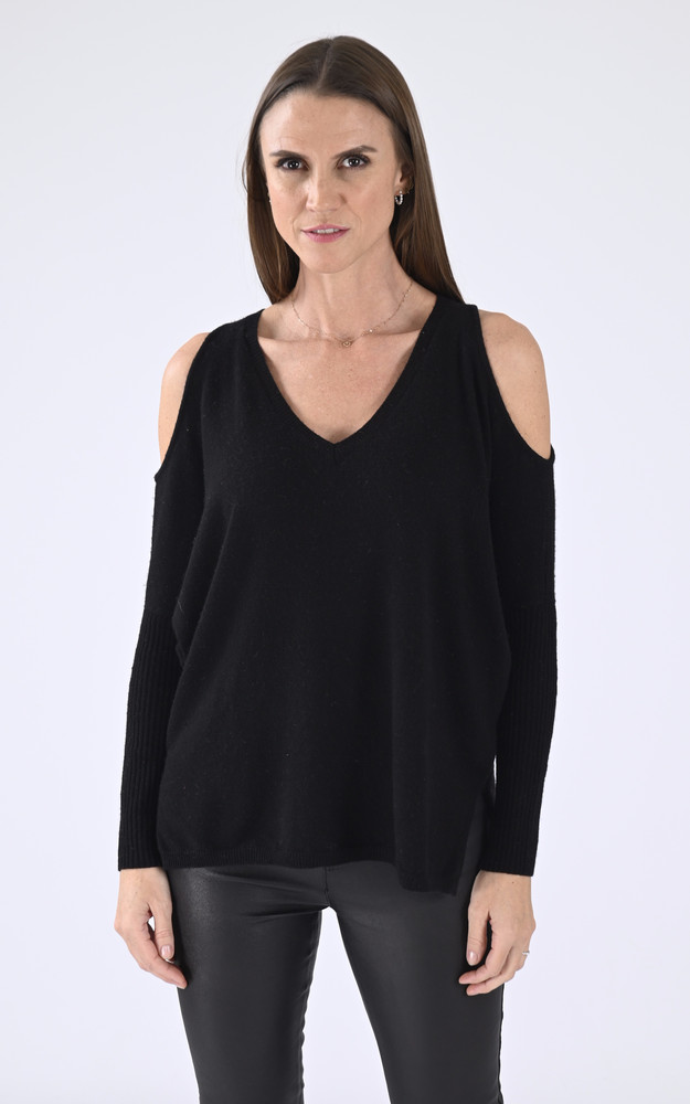 la canadienne Pull ajouré cachemire noir