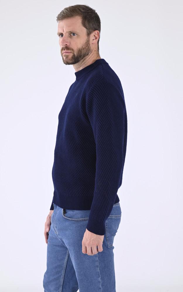La Canadienne Pull Col Rond Laine Bleu