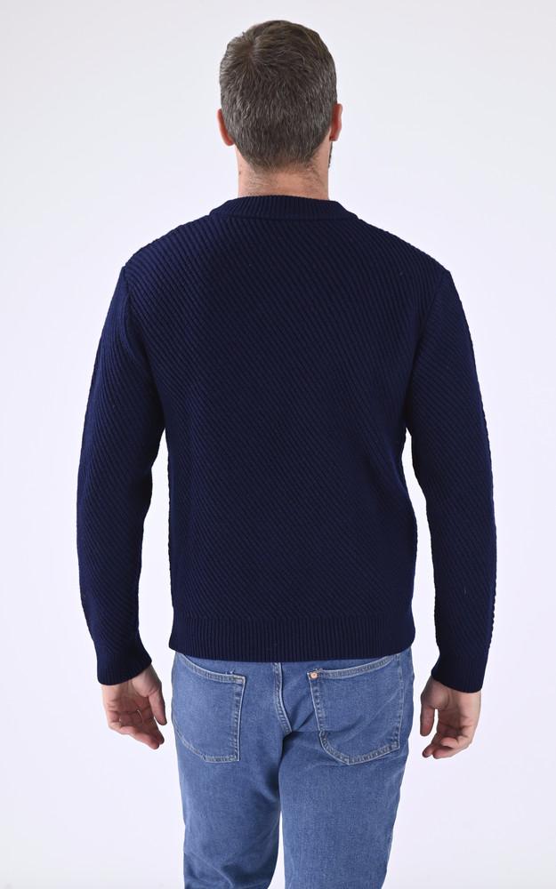 La Canadienne Pull Col Rond Laine Bleu