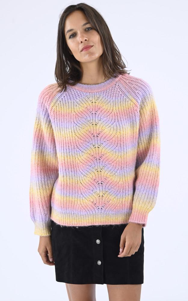 la canadienne Pull col rond multicolore