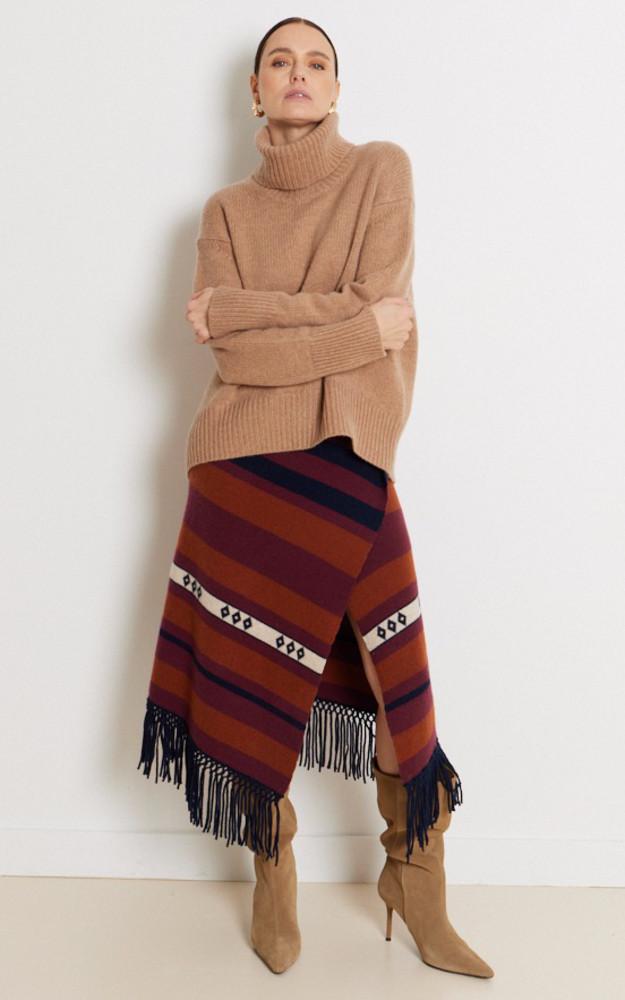 La Canadienne Pull Col Roulé Cachemire Camel