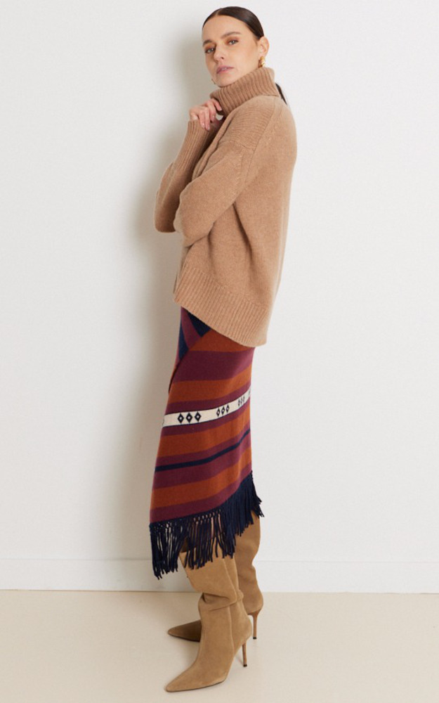 La Canadienne Pull Col Roulé Cachemire Camel