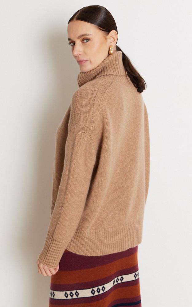 La Canadienne Pull Col Roulé Cachemire Camel