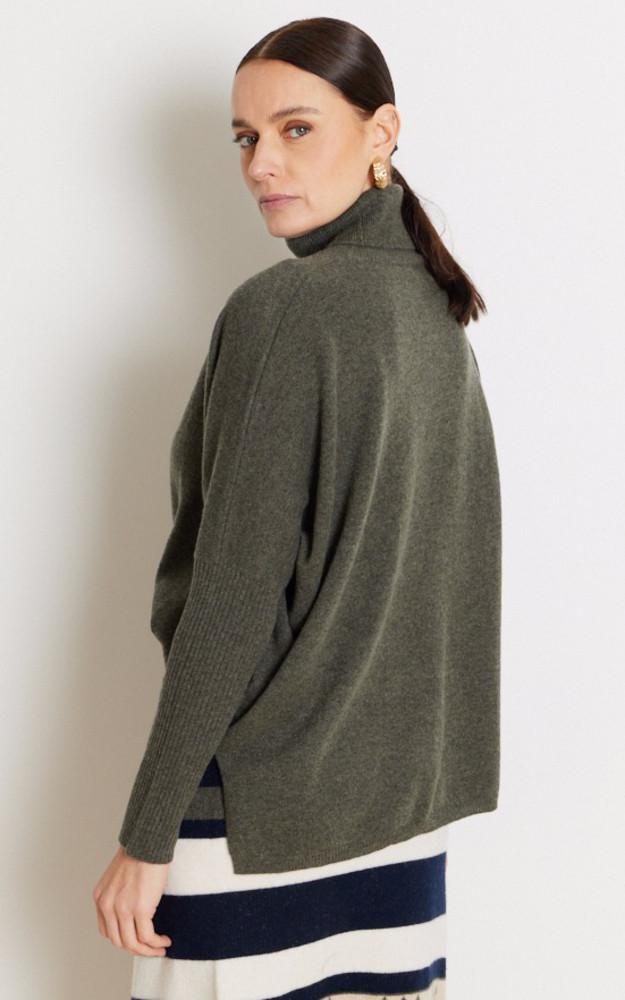La Canadienne Pull Col Roulé Cachemire Kaki