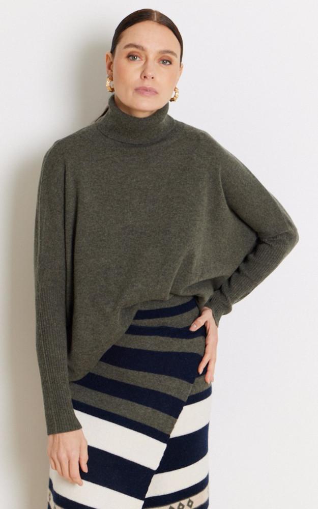 la canadienne Pull col roulé cachemire kaki