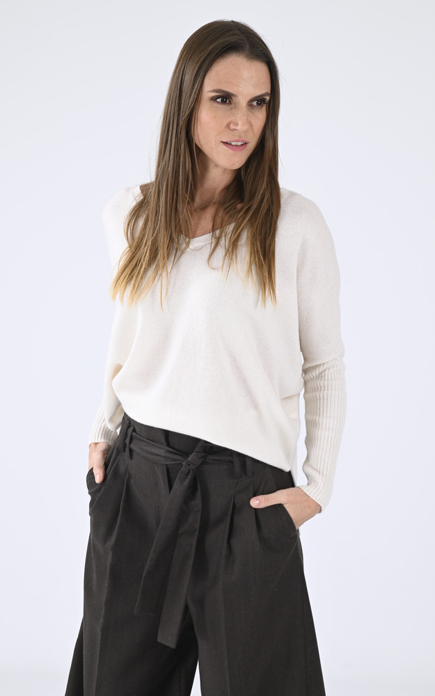 la canadienne Pull fin cachemire écru