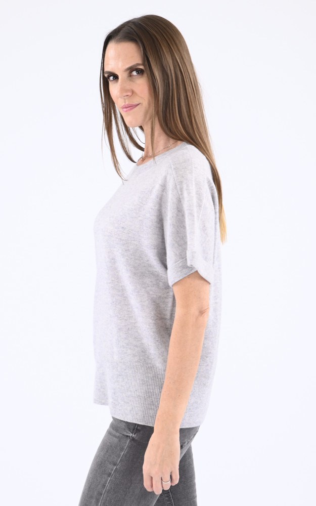 La Canadienne Pull Manches Courtes Cachemire Gris