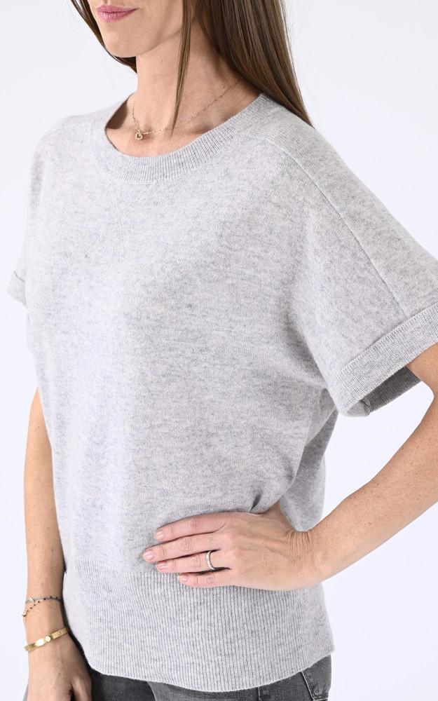 La Canadienne Pull Manches Courtes Cachemire Gris