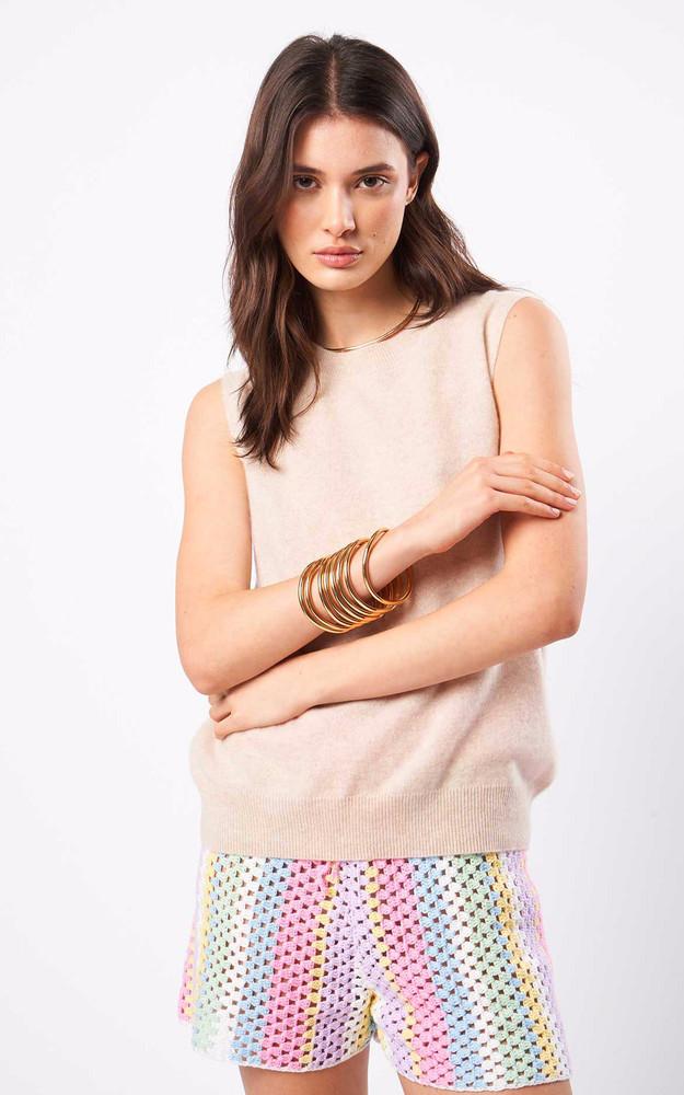 La Canadienne Pull Sans Manches Cachemire Beige