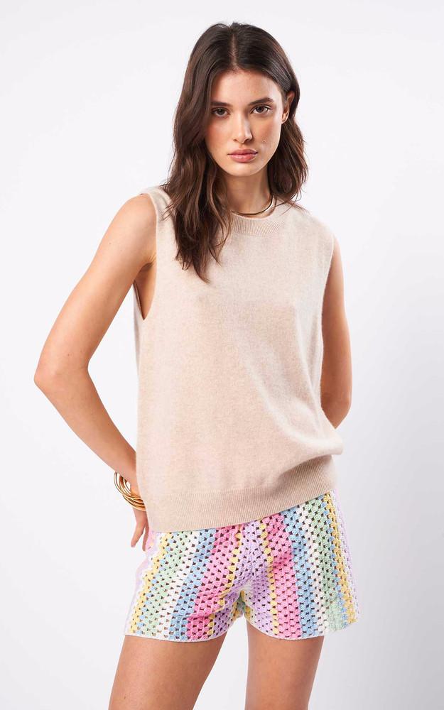 La Canadienne Pull Sans Manches Cachemire Beige