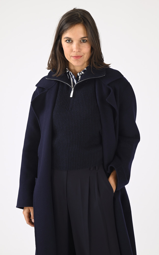 La Canadienne Pull Tour De Cou Laine Bleu