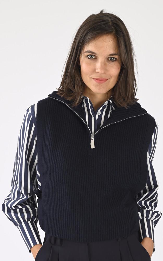 la canadienne Pull tour de cou laine bleu