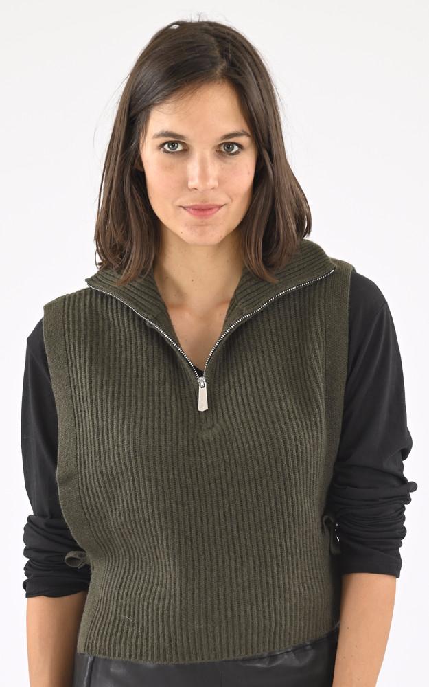 la canadienne Pull tour de cou laine kaki