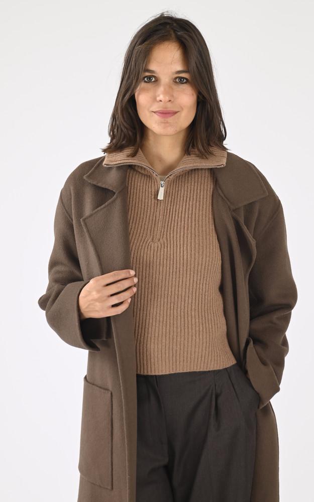 La Canadienne Pull Tour De Cou Laine Marron