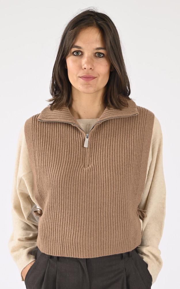 la canadienne Pull tour de cou laine marron