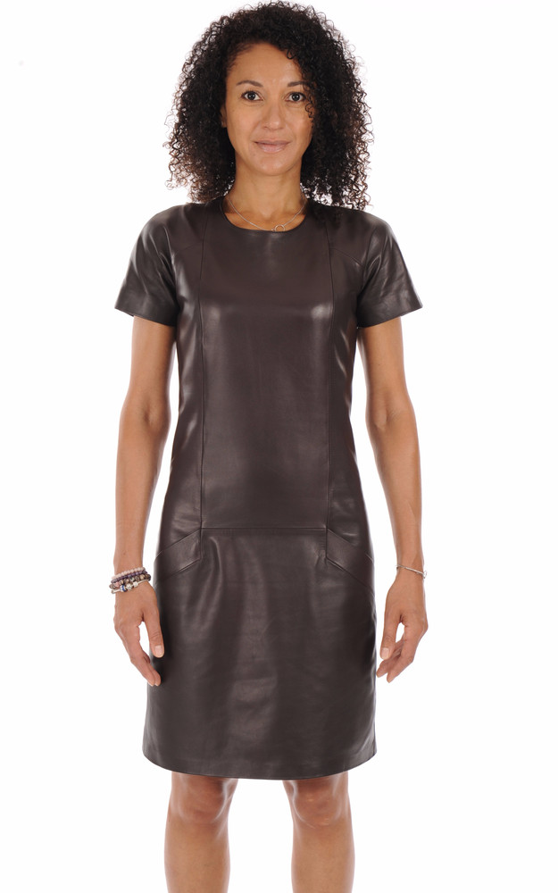 la canadienne Robe cuir agneau lie de vin