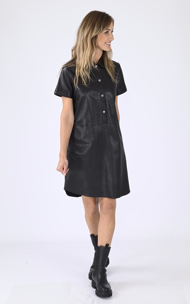 La Canadienne Robe Cuir Agneau Noir