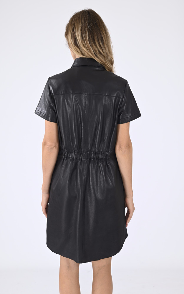 La Canadienne Robe Cuir Agneau Noir