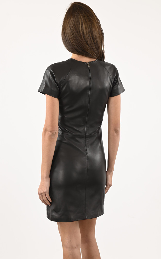 La Canadienne Robe Cuir Agneau Noire