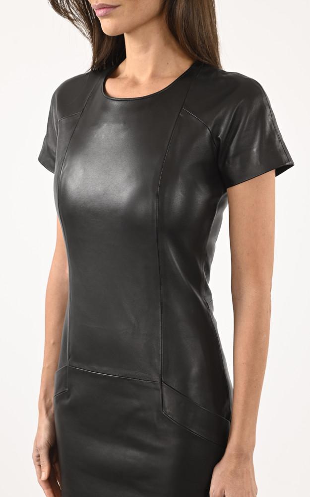 La Canadienne Robe Cuir Agneau Noire