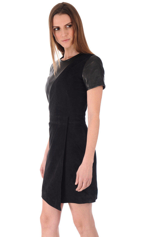 La Canadienne Robe Cuir Bi-matière Noir