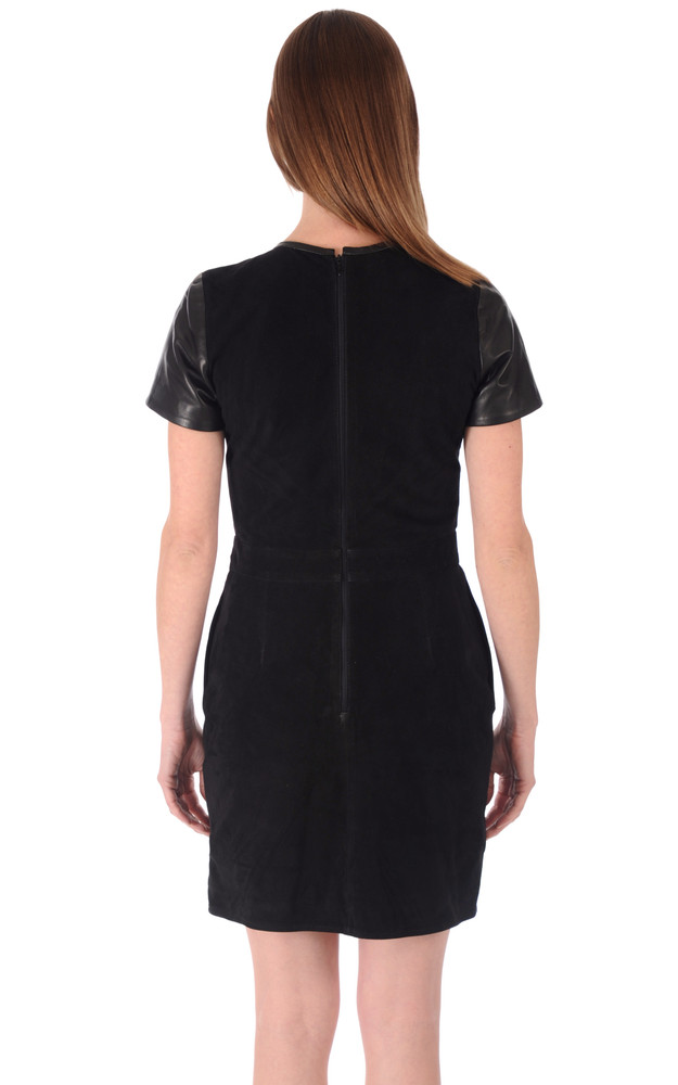 La Canadienne Robe Cuir Bi-matière Noir