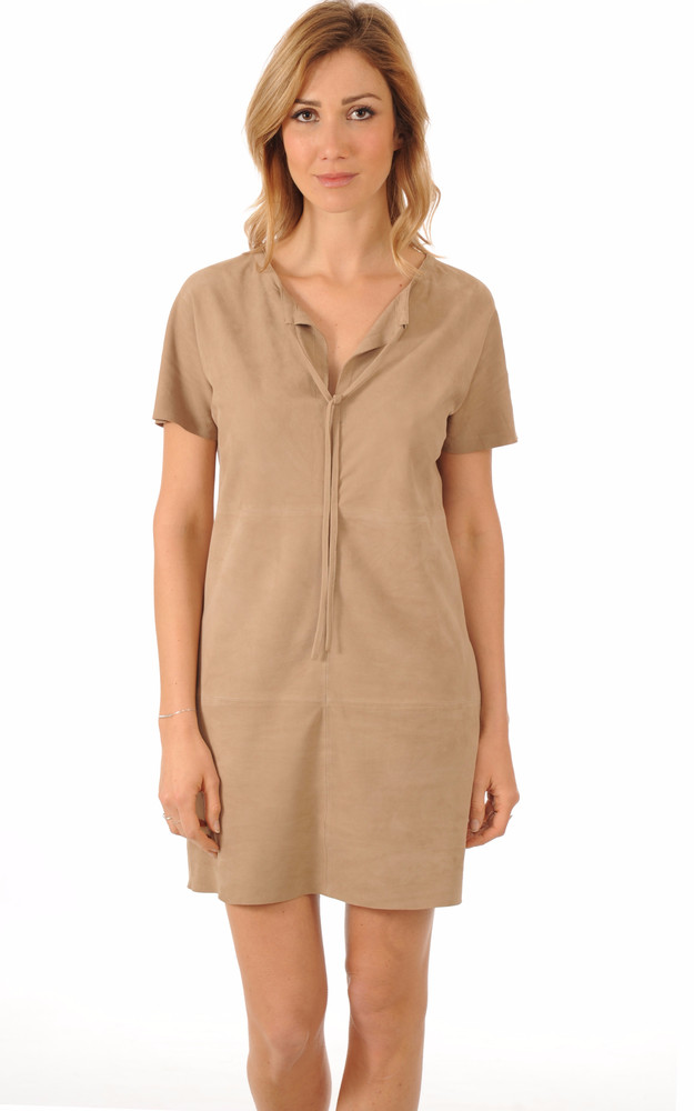 la canadienne Robe cuir velours Nalia sable