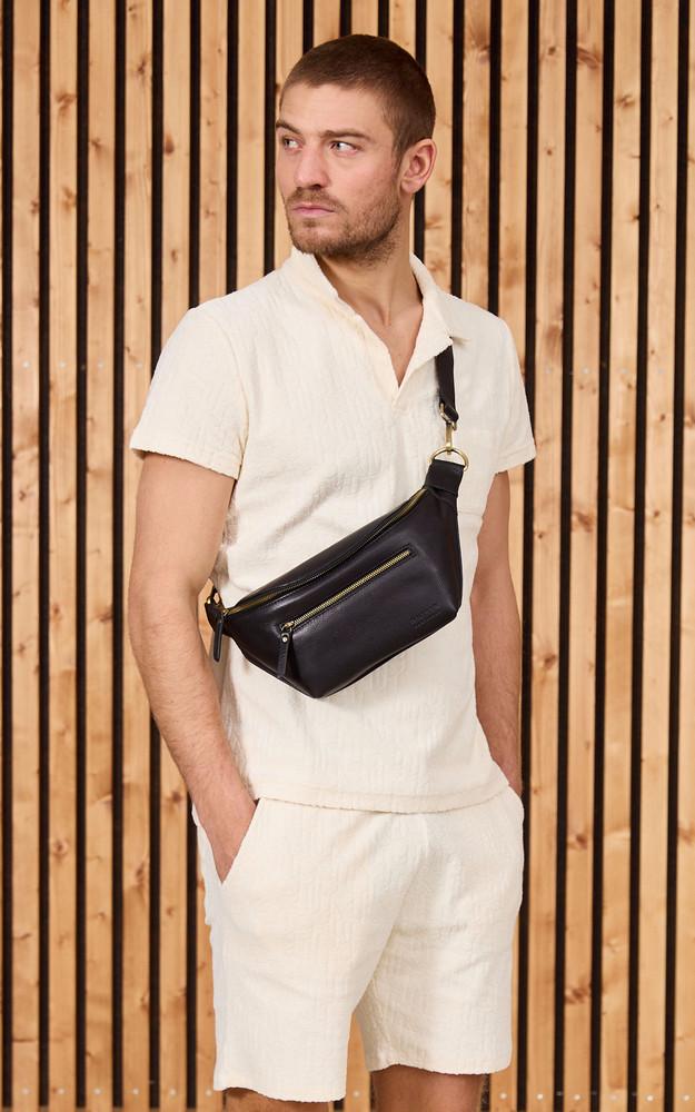 la canadienne Sac banane cuir noir