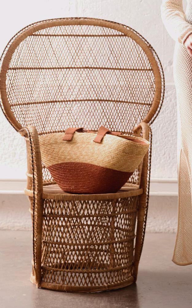 la canadienne Sac en paille Berry marron