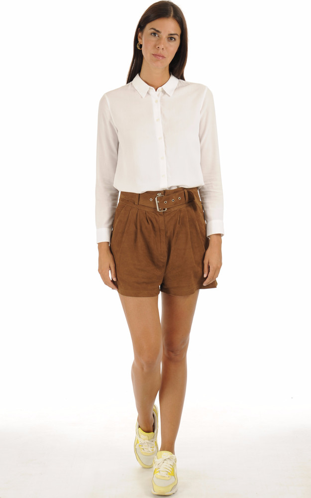 La Canadienne Short Cuir Velours Carlia Caramel