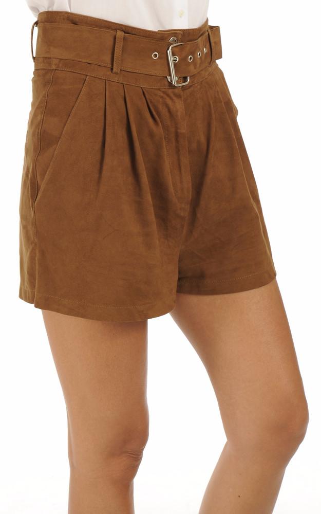 La Canadienne Short Cuir Velours Carlia Caramel