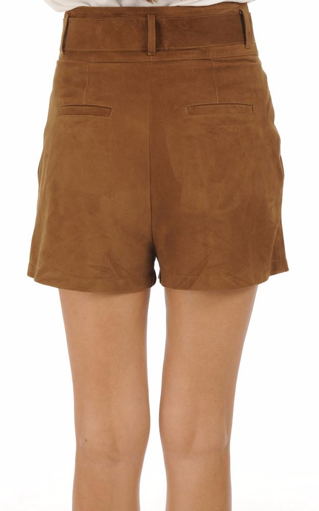 La Canadienne Short Cuir Velours Carlia Caramel