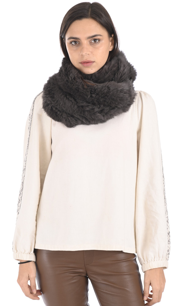 la canadienne Snood fourrure lapin kaki gris