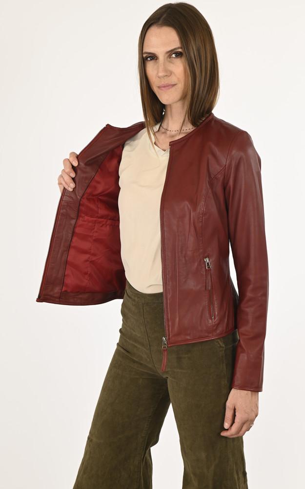 La Canadienne Spencer Agneau Rouge Femme