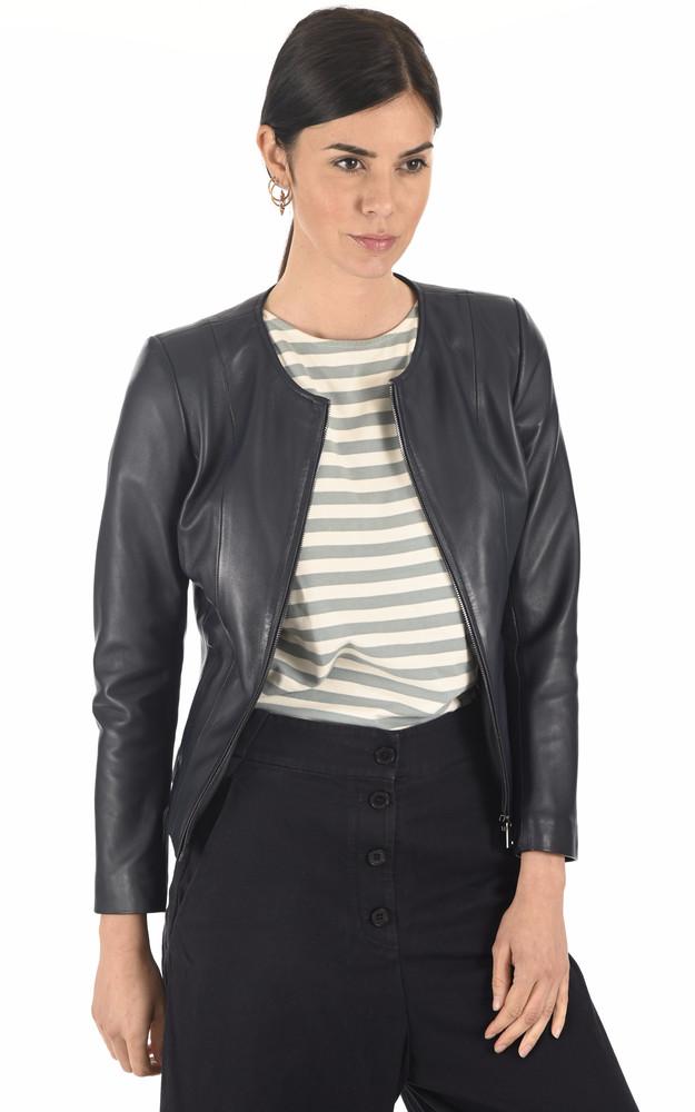 La Canadienne Spencer Cuir Bleu Marine