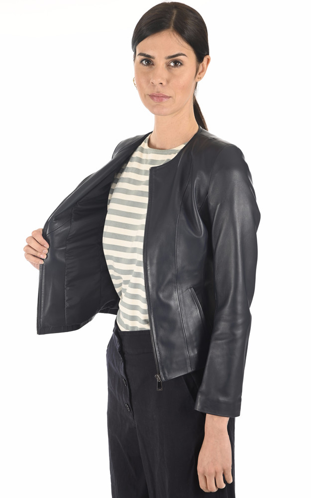 La Canadienne Spencer Cuir Bleu Marine