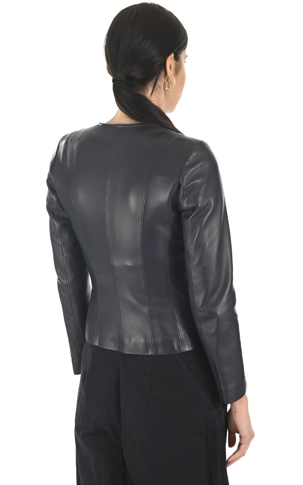 La Canadienne Spencer Cuir Bleu Marine