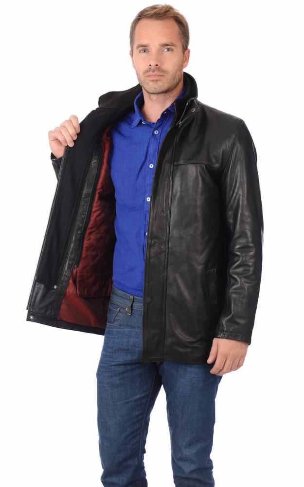 La Canadienne Surveste Noire Cuir Grainé Chaud