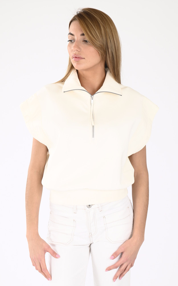 La Canadienne Sweat 2 En 1 MIXED MEDIA TOP Blanc