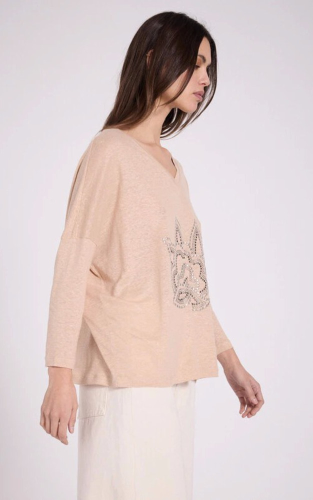 la canadienne T-shirt manches longues beige