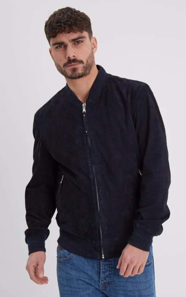 la canadienne Teddy cuir velours Windon Navy